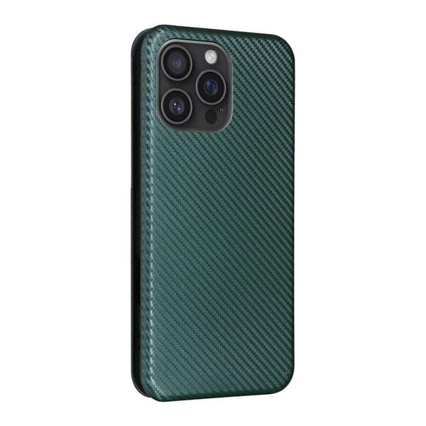 iPhone 16 Pro Max Skal Kolfibertextur - Elegant Fodral för Skydd och Stil Grön