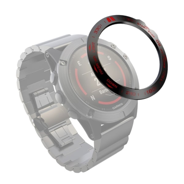 För Garmin Fenix ​​5X/5X Plus Smart Watch Stålring, B-version Black Ring Red Letter