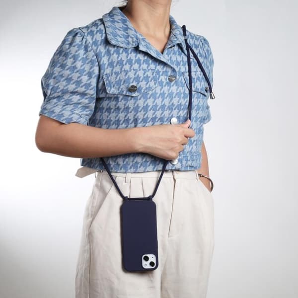 iPhone 17 Air Skal - Candyfärger med Lanyard Mörkblå
