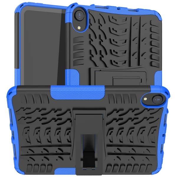 iPad mini 6 / mini 2024 Skal med Däcktextur TPU + PC Stötsäker Tablet Case med Ställning Blå
