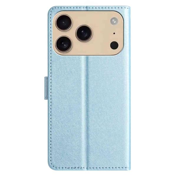 iPhone 18 Pro Max / iPhone 17 Pro Max Skal läderfodral med silkeslen textur och horisontell flip Ljusblå