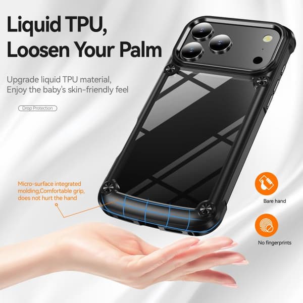 iPhone 18 Pro Max / iPhone 17 Pro Max Skal med TPU + PC Linsskydd Svart
