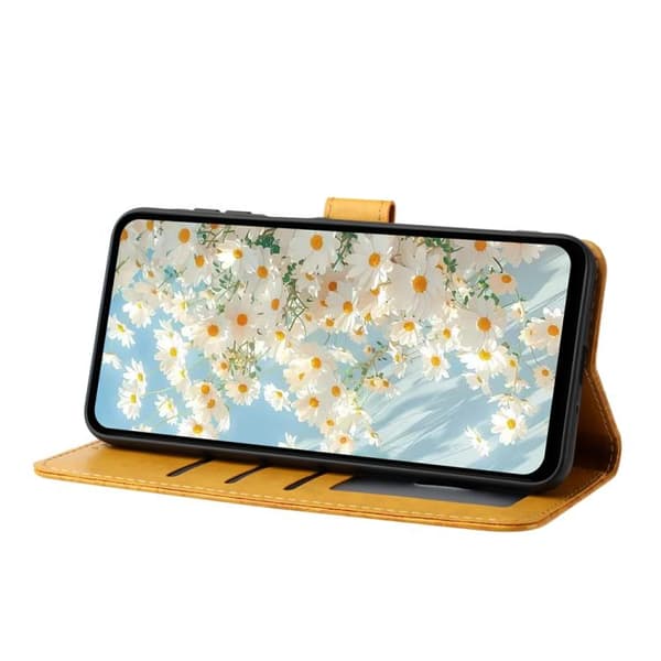 iPhone 17 Pro Skal läderfodral med Daisy Prägling Gul