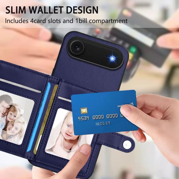iPhone 17 Air Skal med RFID-skydd och kortfack Blå