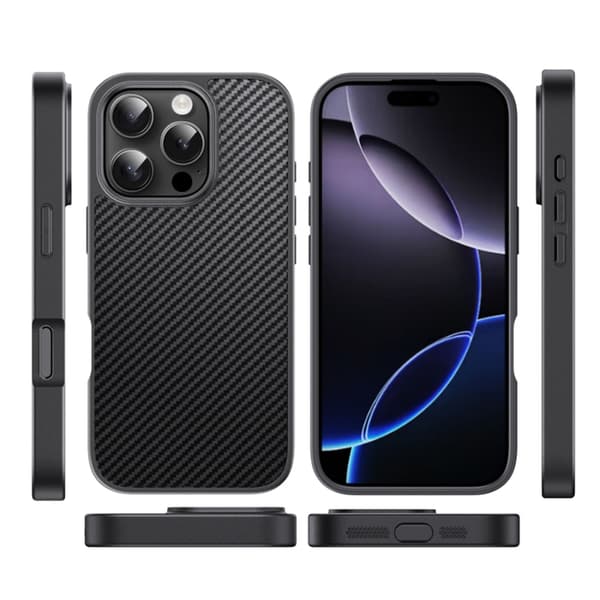 iPhone 16 Pro Pita Series TPU + PC Textur Skal - Slitstark och Elegant Skydd för Din Telefon Grå