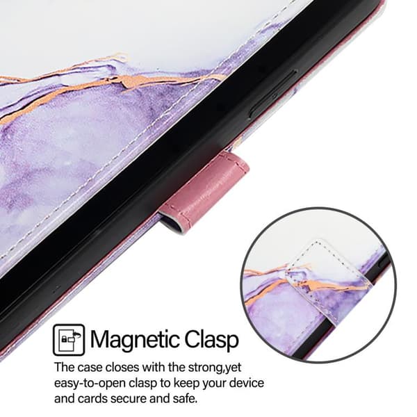 Redmi Note 14 Pro / 14 Pro+ 5G Global - Flip Läderfodral med Marmor Mönster PT003 Vit Lila