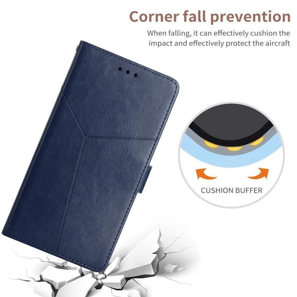 iPhone 18 Pro Max / iPhone 17 Pro Max Skal läderfodral med Y-formad mönster Blå