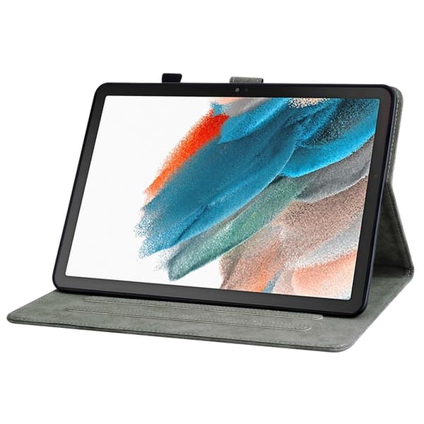 Samsung Galaxy Tab A9+ / A11+ Flip Leather Case med Tiger Mönster Mörkgrön
