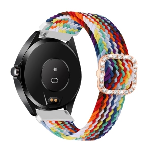 För Garmin Venu/Vivoactive 3 20 mm Universal justerbart flätat elastiskt diamantspänne watch Rainbow