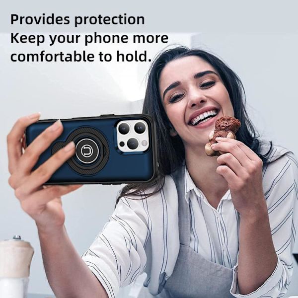 iPhone 16 Pro Ring Holder Magnetisk Skal Blå