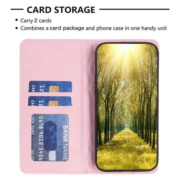 iPhone 18 Pro / iPhone 17 Pro Diamantgaller Magnetisk Läder Flip Skal Rosa