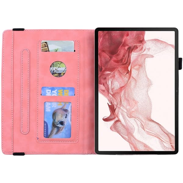Samsung Galaxy Tab S9 FE Prägad Läderfodral Rosa