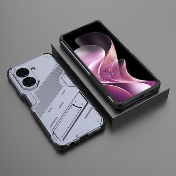 Redmi A5 4G / Poco C71 Punk Armor 2-i-1 PC + TPU Mobilskal med Ställ Grå