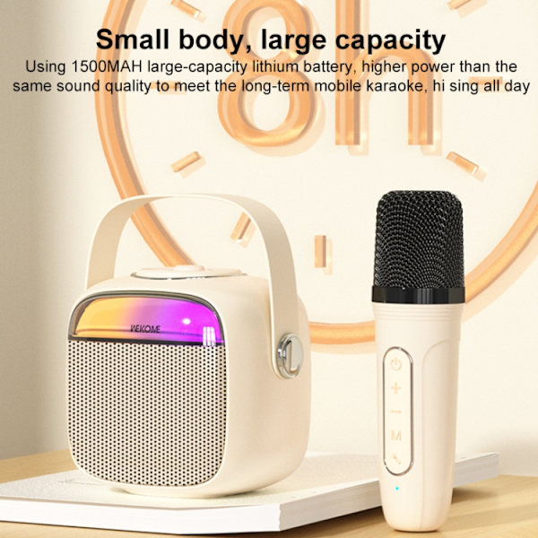 WK D43 Mini Karaoke Bluetooth-högtalare (Beige)