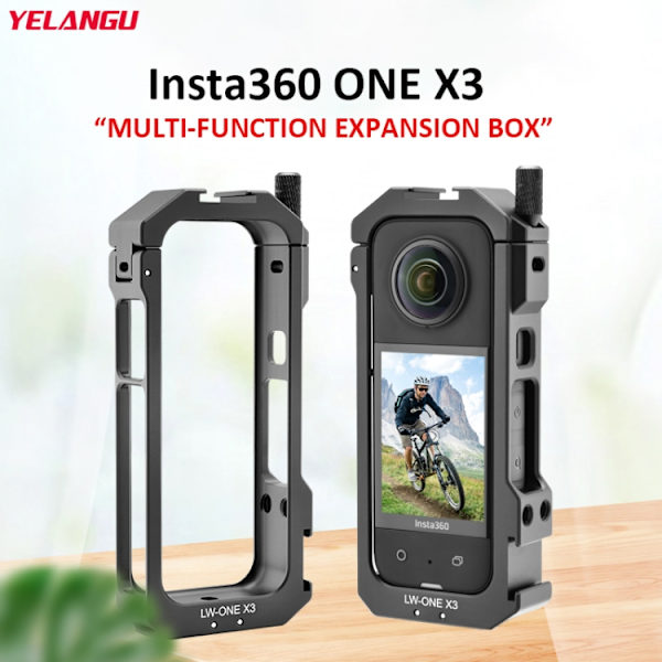 For Insta360 X3 YELANGU LW-ONE X3 Metal Cage Extended Frame Case Med T1 Tripod