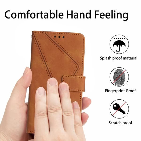 iPhone 18 Pro Max / iPhone 17 Pro Max Skal läderfodral med broderad präglad design Brun