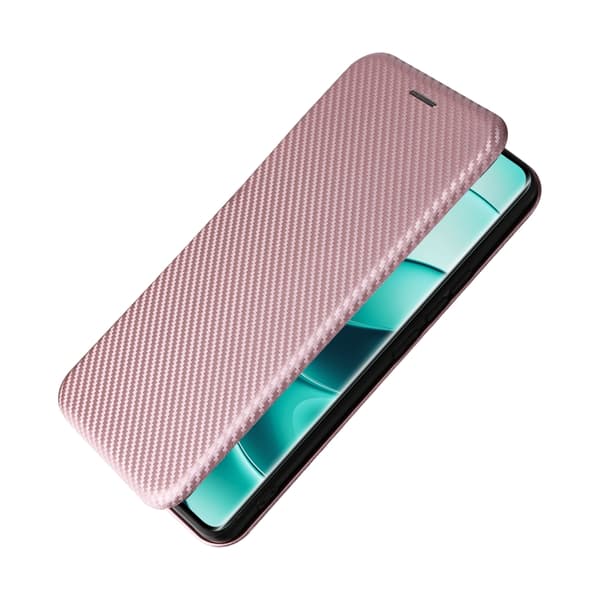 Redmi Note 14 Pro 4G Global - Flip Läderfodral med Kolfibertextur Rosa