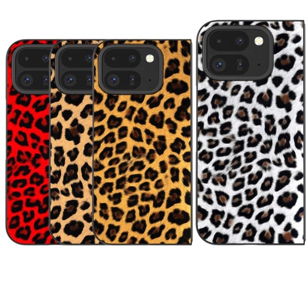 för Pixel 9 Pro Fold - Leopard Mönster Full Coverage Skal med Svart Ram Röd leopard