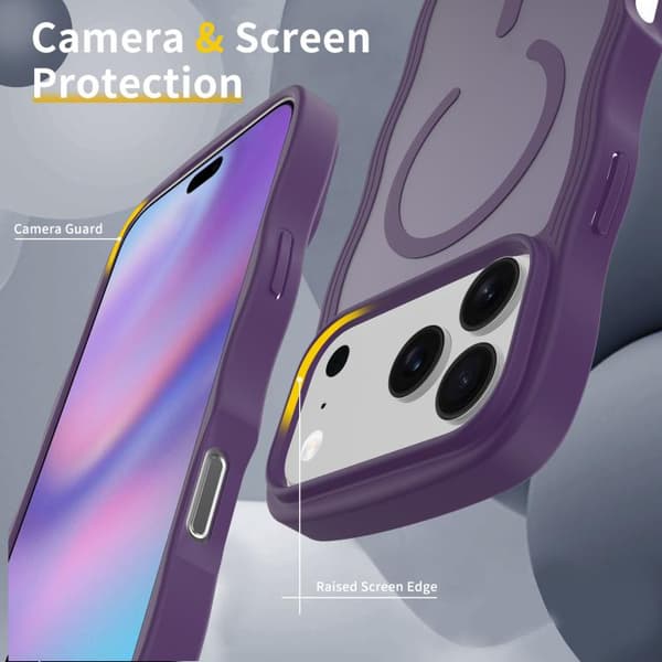 iPhone 18 Pro / iPhone 17 Pro Skal med Vågtextur och MagSafe Purpur