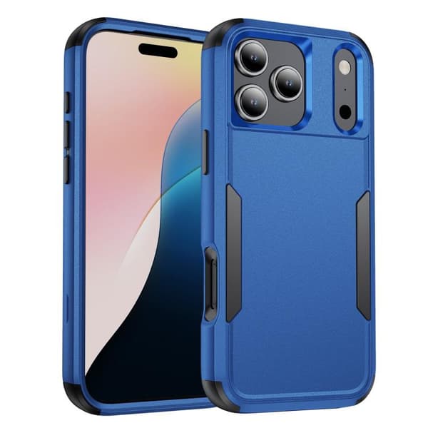 iPhone 18 Pro Max / iPhone 17 Pro Max Skal - Stötabsorberande TPU + PC Kungsblå + Svart