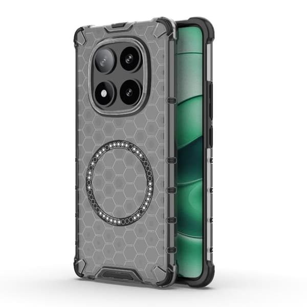 Redmi Note 14 Pro 5G - Honeycomb Magnetisk Ring Stötsäker Mobilskal Svart