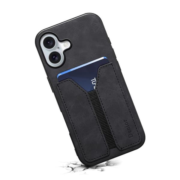 iPhone 17 Skal med elastisk kortfack - PU Svart