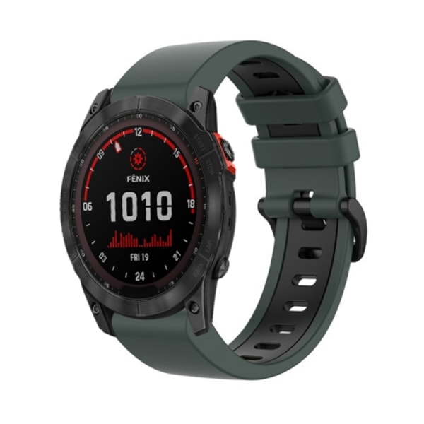För Garmin Tactix 7 26mm silikon watch i två färger Olive Green-Black