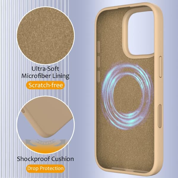 iPhone 16 Pro Max Skal med Kamerakontrollknapp - Silikon MagSafe Guld