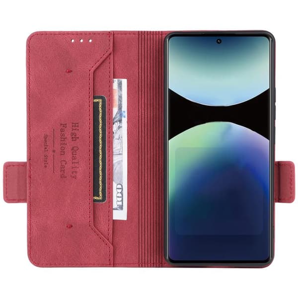 Redmi Note 14 Pro 4G - Magnetisk Låsfunktion Läderfodral Röd