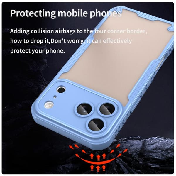 iPhone 18 Pro Max / iPhone 17 Pro Max Skal - Armor Glaze PC Hybrid TPU Blå