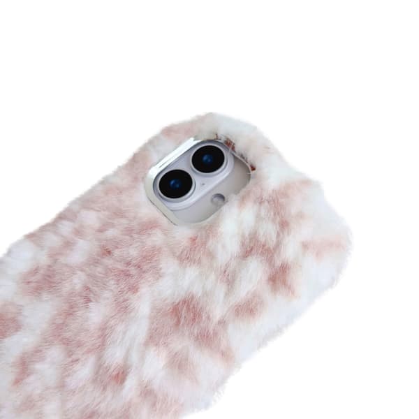 iPhone 16 Pro Leopard Print Plush TPU Skal Ljusgul