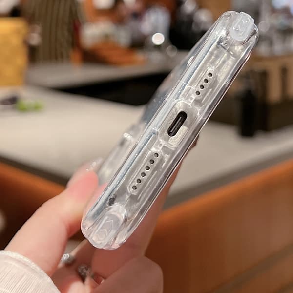 iPhone 16 Pro Max Skal TPU + PC med Glittrande Papper - Fullt Skyddande Mobilskal Blå