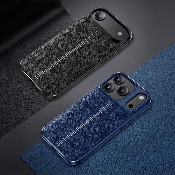 iPhone 18 Pro Max / iPhone 17 Pro Max Skal - Litchi-textur, Stöttålig TPU Svart