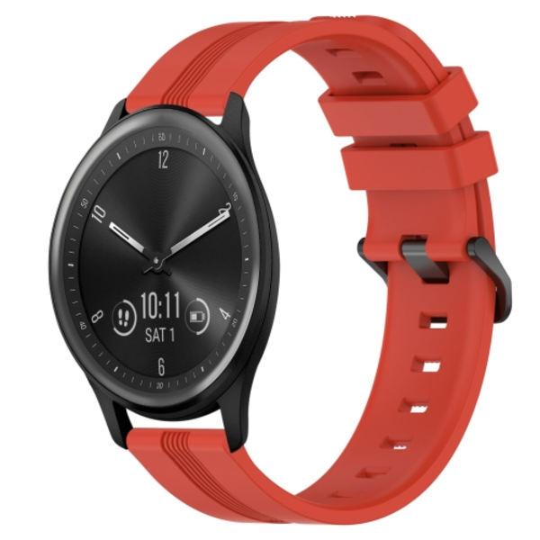 För Garmin Vivomove Sport 20 mm konkavt randigt Slicone watch Red