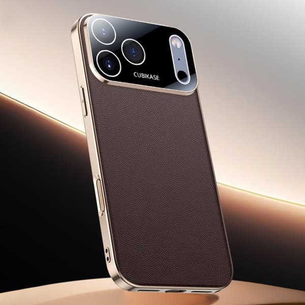 iPhone 18 Pro Max / iPhone 17 Pro Max Skal med lädertextur och kylfunktion Brun