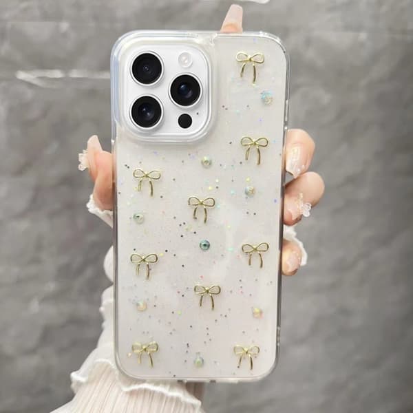 iPhone 16 Pro Skal med Litet Fräscht Båge TPU Gyllene båge