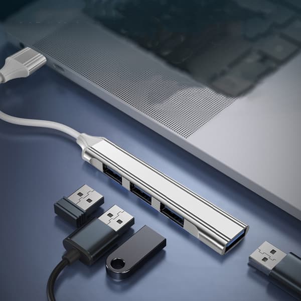 4-i-1 Mini Multifunktionell Utvidgad Dockning - Typ-C/USB-C 3.0 (Silver)