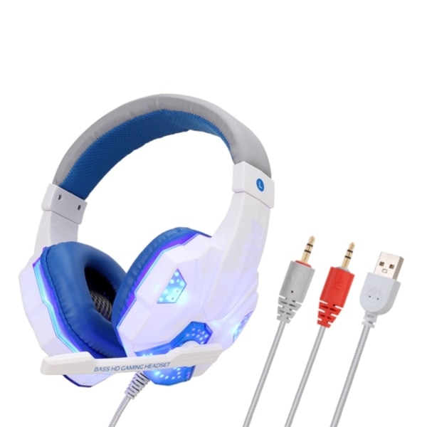 Soyto SY830 Datorspel Ljusstarkt Trådbundet Headset, Färg: För PC Vit blå
