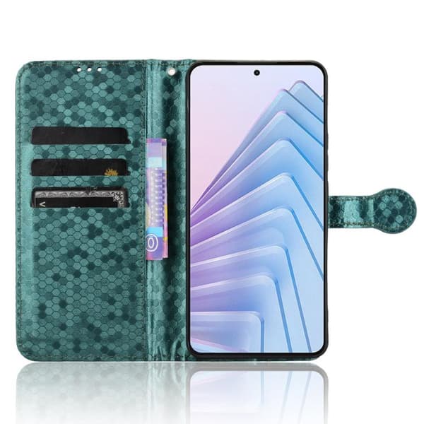 Redmi Note 14 4G - Mobilfodral i honungskaka-textur av läder, Grön
