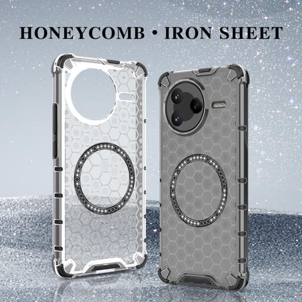 Redmi K80 5G / Poco F7 Pro - Honeycomb Magnetisk Ring Stötsäker Mobilskal Blå