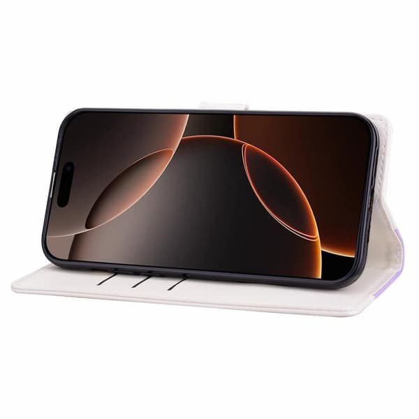 iPhone 18 Pro / iPhone 17 Pro Skal Läderfodral - Två Färger Lila Vit