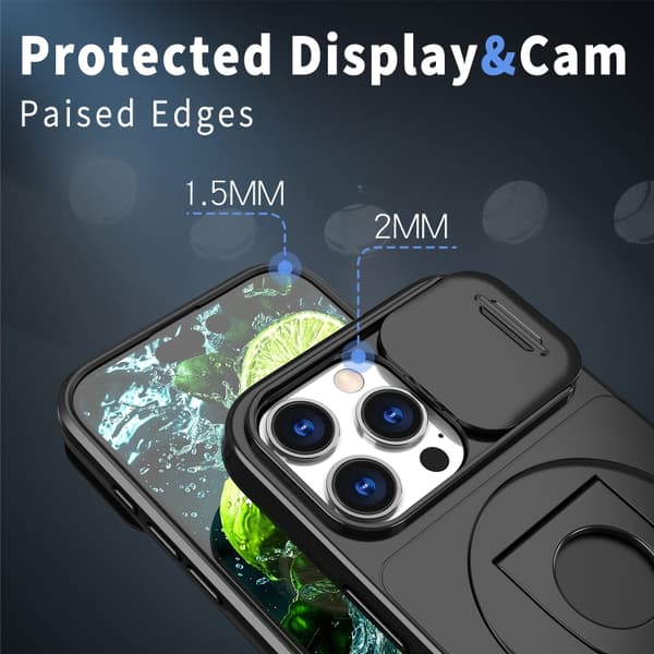 iPhone 16 Pro Camshield MagSafe Ring Holder Armor Skal Svart