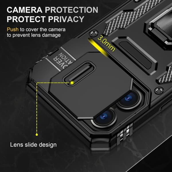 iPhone 16 Pro Max Skal med Armor PC + TPU Kameraskydd Svart