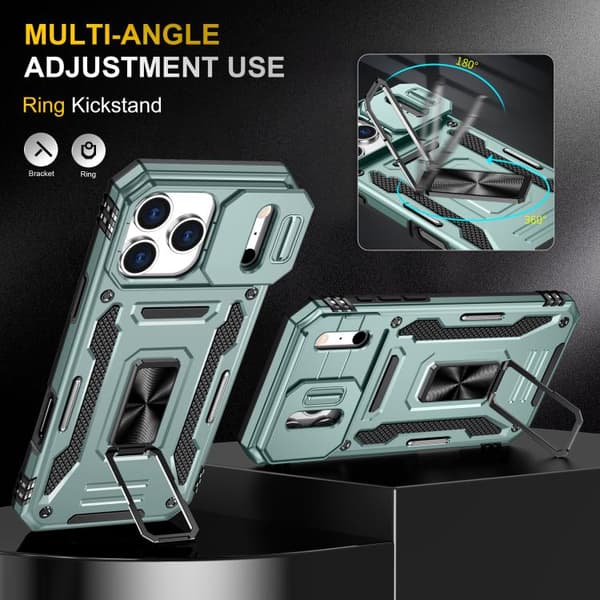 iPhone 18 Pro Max / iPhone 17 Pro Max Skal med Armor PC + TPU Kameraskydd Alpingrön