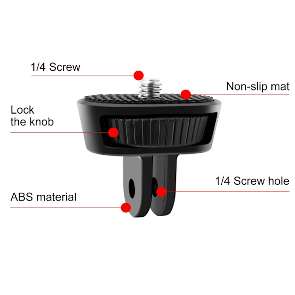 1/4 tums skruv justerbar ABS actionkamera stativadapter