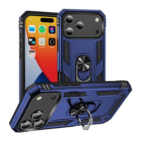 iPhone 18 Pro / iPhone 17 Pro Skal Shockproof TPU Hybrid PC med Hållare Blå