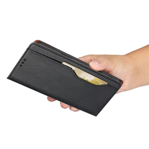 iPhone 18 Pro / iPhone 17 Pro Skal läderfodral med knådad yta Svart
