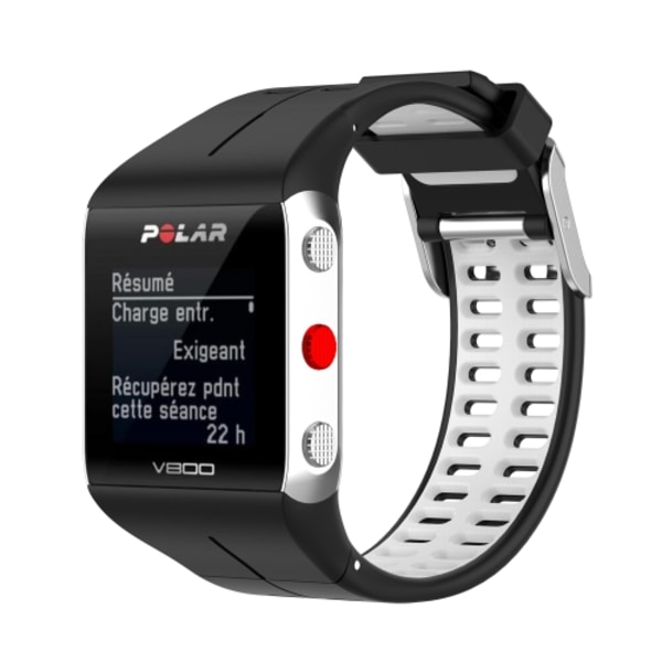 För Polar V800 GPS Smart Watch Tvåfärgad stålspänne Watch Band Black-White