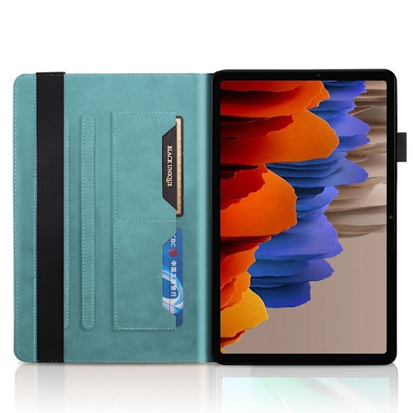 Samsung Galaxy Tab S9+ / S9 FE+ Skal i Läder - Life Tree Series Horisontell Flip Blå sjön