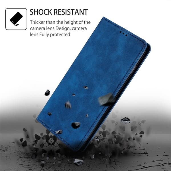 Redmi Note 14 5G - Magnetiskt Läderfodral med Skinnkänsla Blå